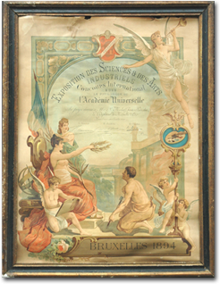 1894 г. - Брюксел, Златен медал